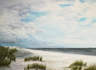 Beach<br />
Oil on Canvas<br />
Dimensions: 48″ wide 36″ high