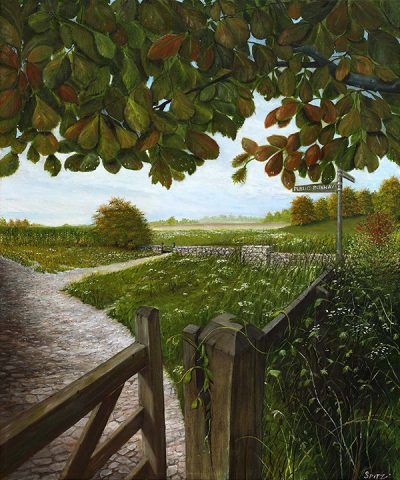 Walking in the Cotswolds<br />
<span style="color:red;">SOLD/span><br />
Oil on Canvas<br />
Dimensions: 24″ wide 20″ high